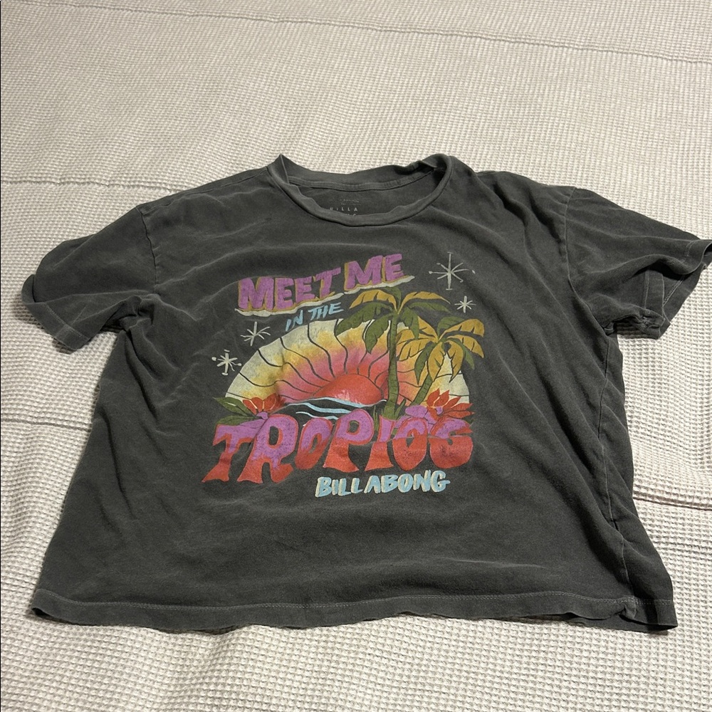 Billabong Gray T-Shirt - Tropical Print